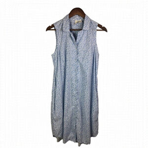 Joie NWT Blue & White Floral Button Up Sleeveless Collared Dress Size XL